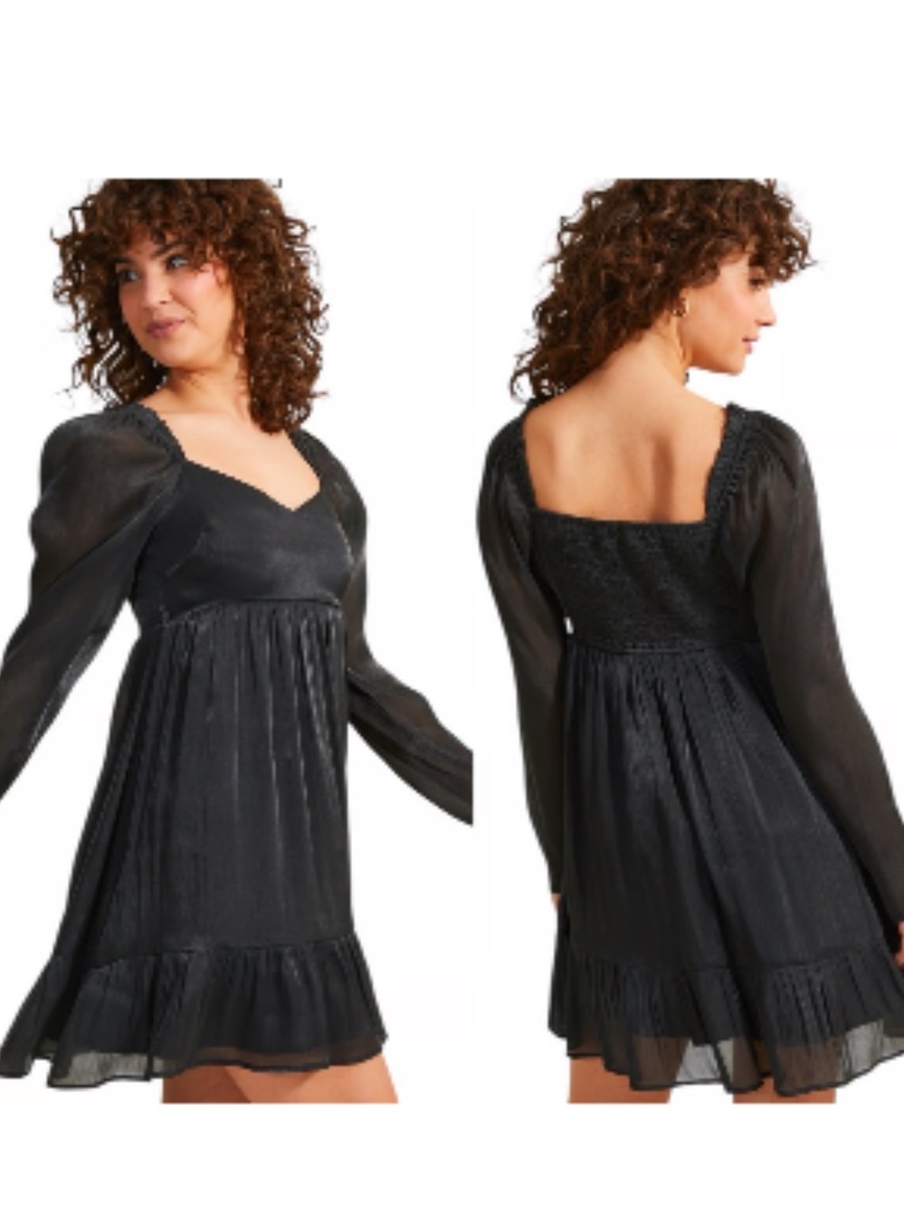 NWT Altar’d State Lizzy Shimmer Long Sleeve Dress. Size Medium. Black